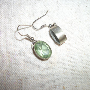 Green topaz Sterling Silver earrings handcrafted